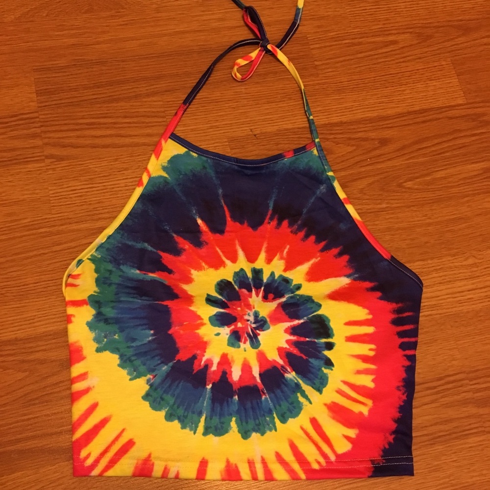 Tye dye crop top. Ties around your neck